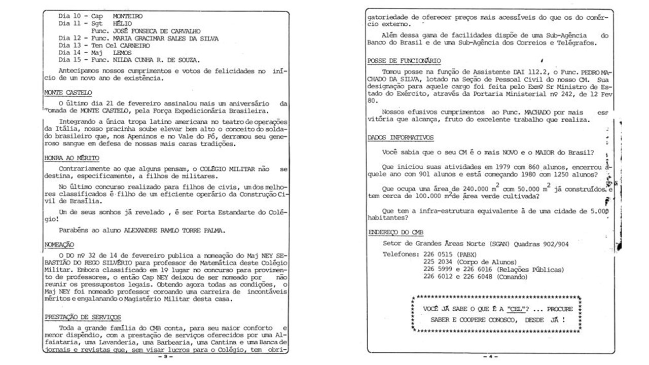 Edição 01, de 29/02/1983, do Informativo Interno do CMB - O GARANÇA - páginas internas
