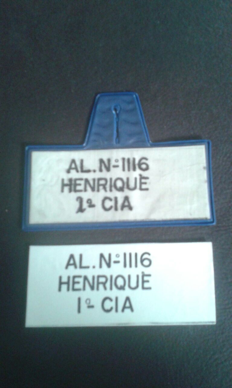Plaqueta de identificação do AL 1116 - Henrique em 1980